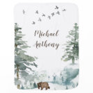 Forest Mountain Boy Country Bear Deer Name Nursery Baby Blanket Forest Mountain Boy Country Bear Deer Name Nursery Baby Blanket