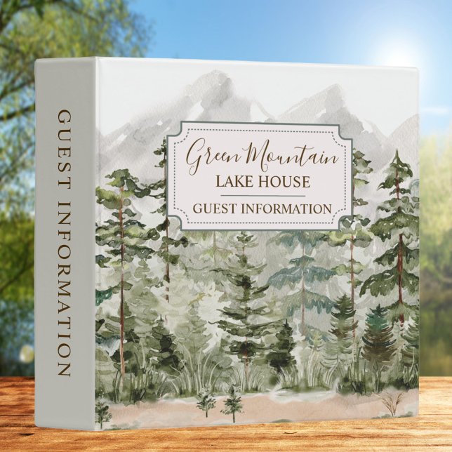 Forest Mountain Cabin Lake House Guest Information 3 Ring Binder (In situ)