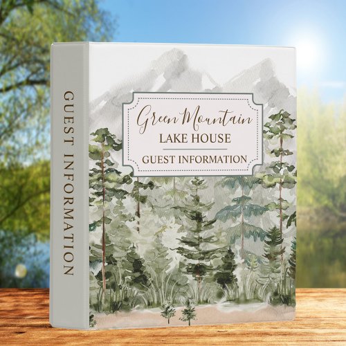 Forest Mountain Cabin Lake House Guest Information Mini Binder