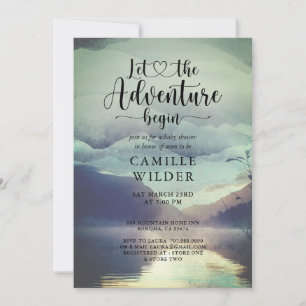Forest Mountain Lake Baby Shower Invitation