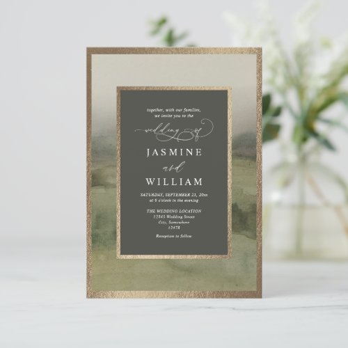 Forest Mountain Landscape Budget QR Code Wedding Invitation