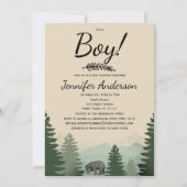 Forest Mountain Pine Country Bear Boy Baby Shower Invitation (Front)