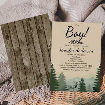 Forest Mountain Pine Country Boy Baby Shower Invitation by MaggieMart at Zazzle