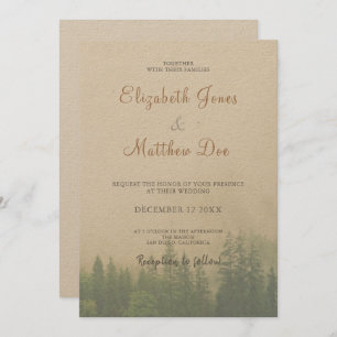 Forest/Mountain Pine Trees Rustic Wedding Invitation