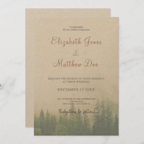 ForestMountain Pine Trees Rustic Wedding Invitation