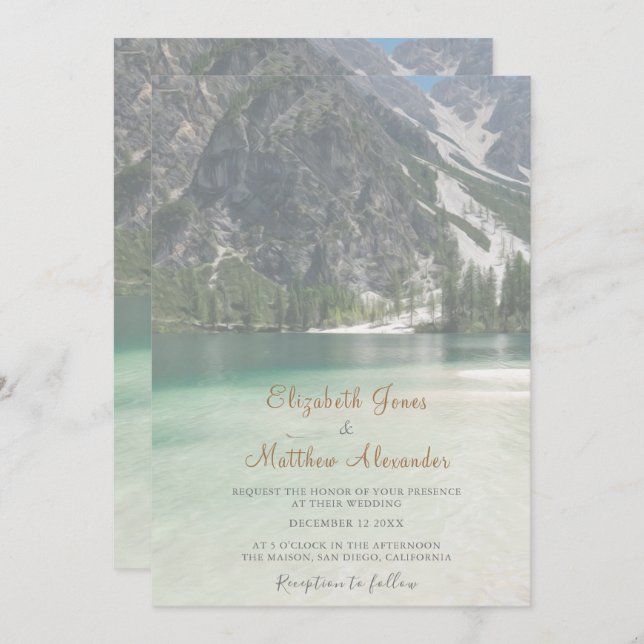 Forest Mountain Pine Trees Wedding Invitation (Front/Back)