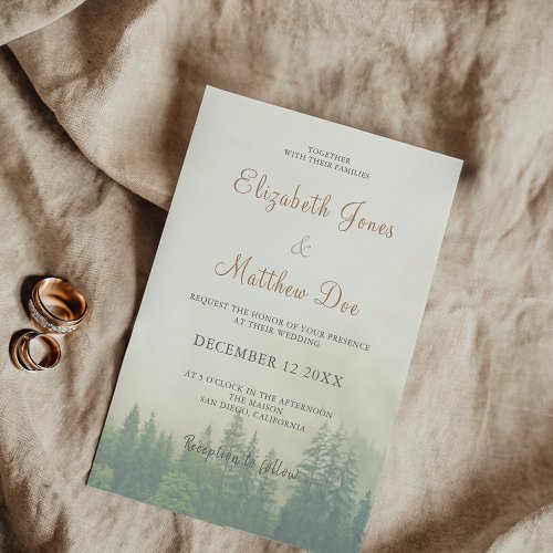 Forest Mountain Pine Trees Wedding Invitation