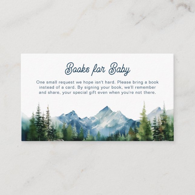 Forest Mountain Rustic Adventure Baby Shower  Enclosure Card (Front)