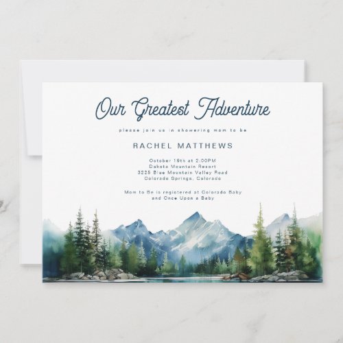 Forest Mountain Rustic Adventure Baby Shower  Invitation