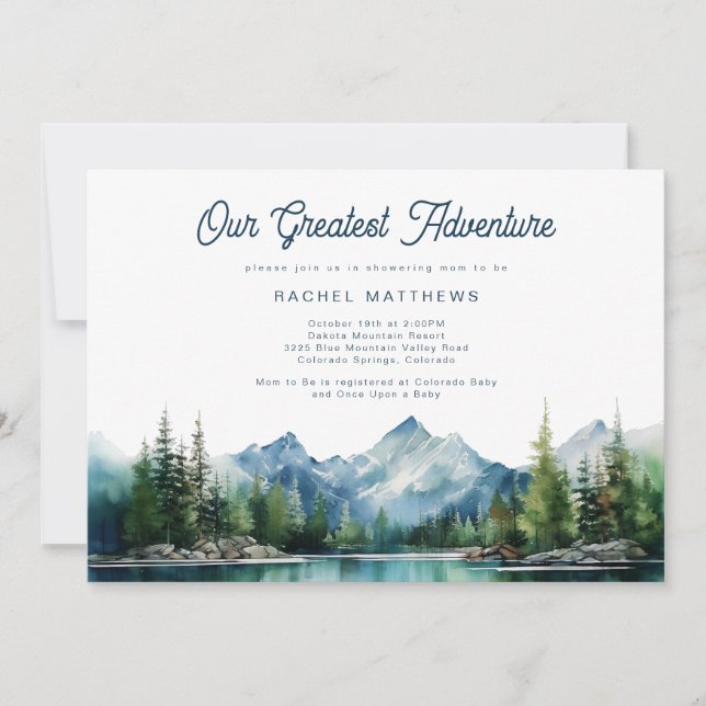 Forest Mountain Rustic Adventure Baby Shower  Invitation (Front)