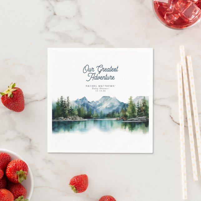 Forest Mountain Rustic Adventure Baby Shower  Napkins (Insitu)