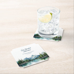 Forest Mountain Rustic Adventure Baby Shower Paper Coaster