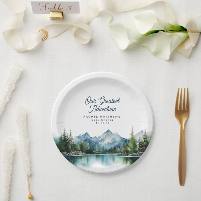 Forest Mountain Rustic Adventure Baby Shower  Paper Plates (Wedding)