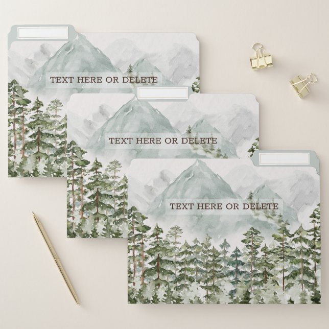 Forest Mountain Watercolor Landscape File Folder (Set)