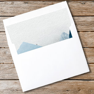 Forest Mountain Watercolor Winter Scene Wedding Envelope Liner