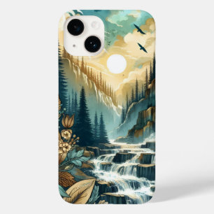 Forest Mountain Waterfall Boho Nature Pattern Case-Mate iPhone 14 Case
