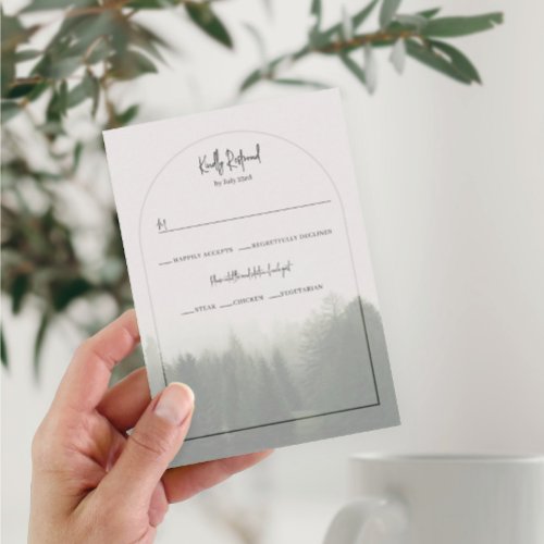 Forest Mountain Wedding RSVP Card