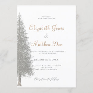 Forest Mountain Winter Pine Tree Wedding Invitation