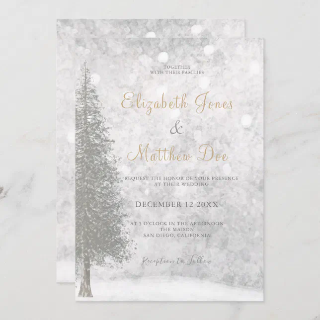 Forest Mountain Winter Pine Tree Wedding Invitation | Zazzle