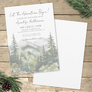 Forest Mountain Woodland Adventure Baby Shower Invitation
