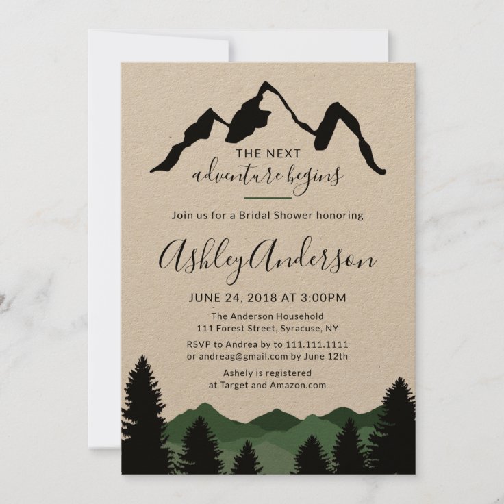 Forest Mountains Bridal Shower Invitation Zazzle