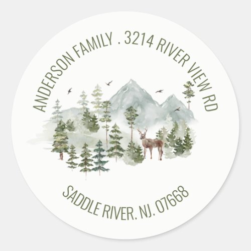 Forest Mountains  New Home Address Label Sticker