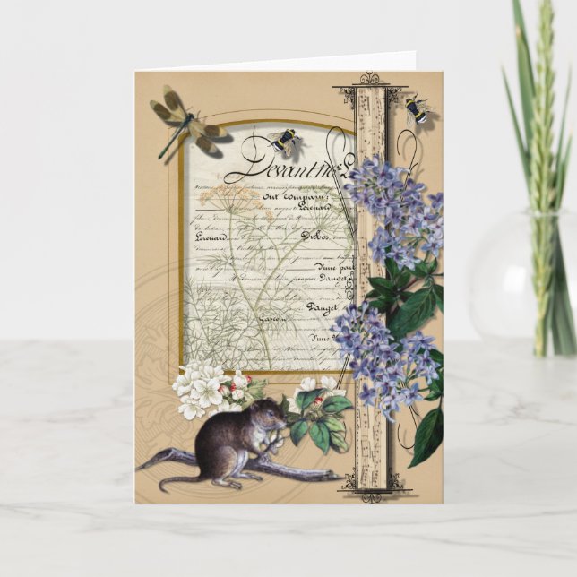 Forest Mouse - Vintage Blank Card (Front)