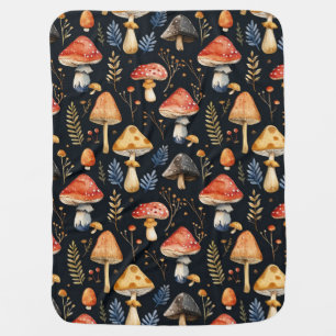 Forest Mushroom and Fern Baby Blanket