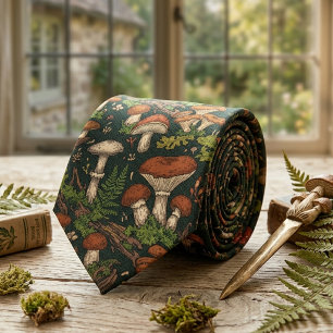 Forest Mushroom & Fern  Neck Tie
