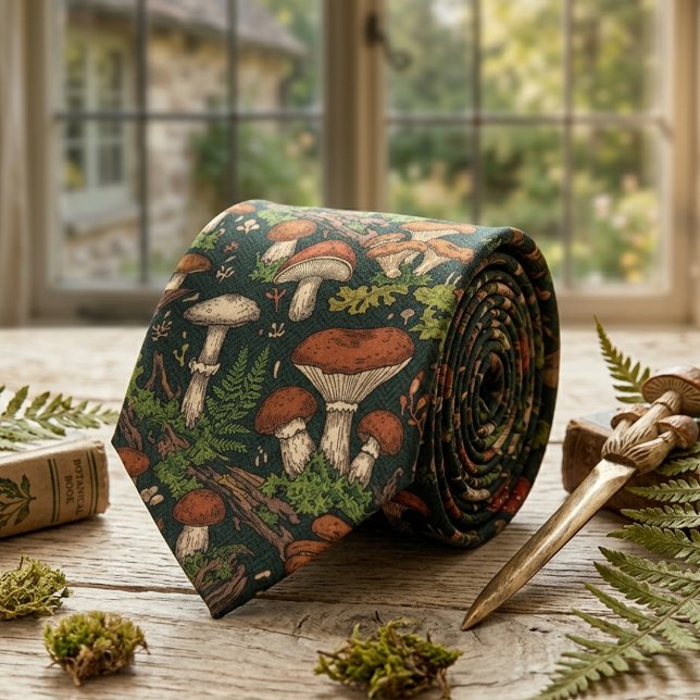 Forest Mushroom & Fern  Neck Tie (Creator Uploaded)