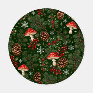 Forest Mushroom Holiday Cottagecore Coaster Set