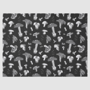Forest Mushroom Pattern Dark Gray Tissue Paper
