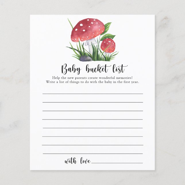 Forest mushrooms Baby bucket list (Front)