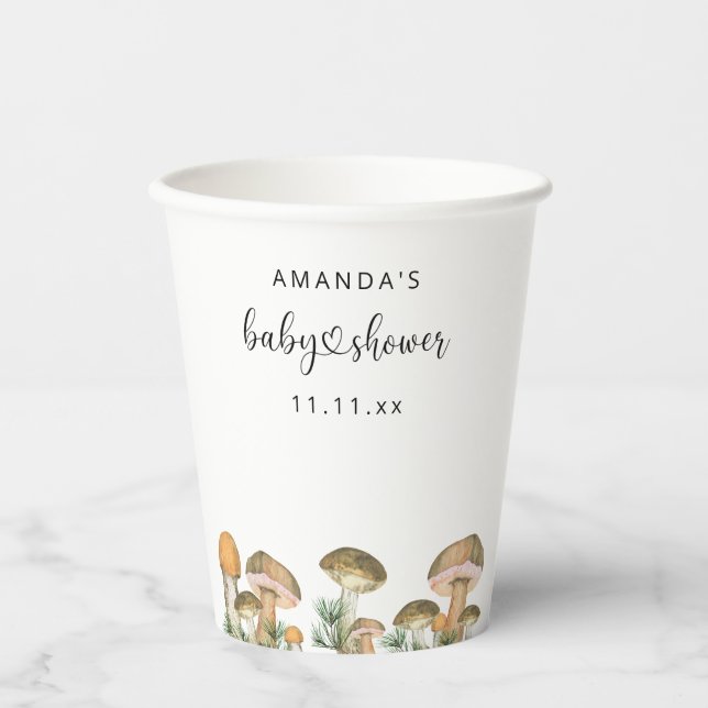 Forest mushrooms baby shower  paper cups (Front)