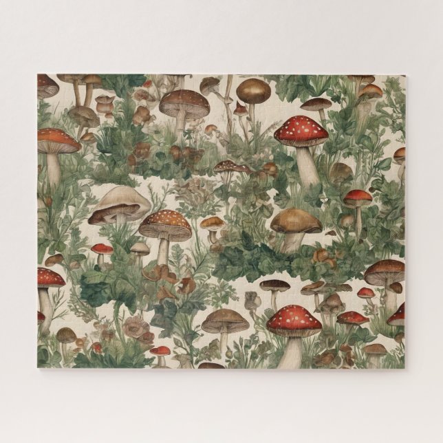 Forest Mushrooms Cottagecore Puzzle (Horizontal)