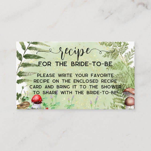Forest Mushrooms Greenery Ferns Recipe Request Enclosure Card (Front)