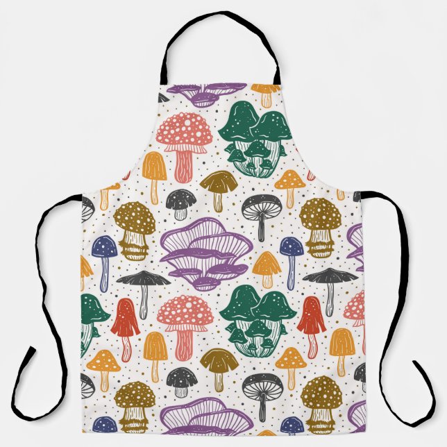 Forest mushrooms. Seamless pattern, texture, backg Apron (Front)
