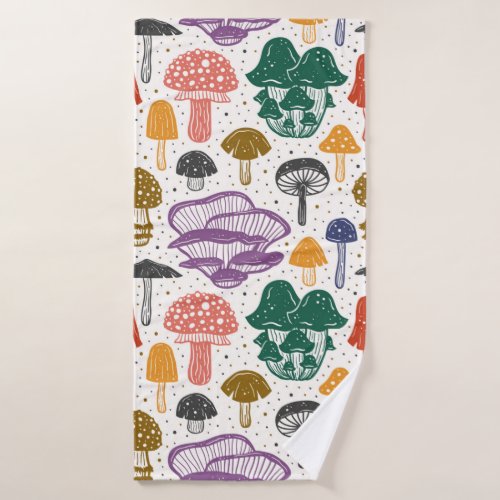 Forest mushrooms Seamless pattern texture backg Bath Towel