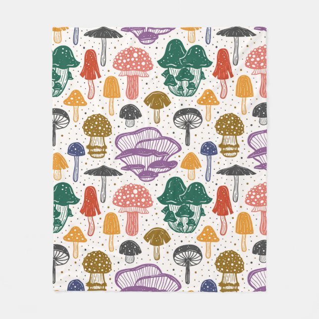 Forest mushrooms. Seamless pattern, texture, backg Fleece Blanket (Front)