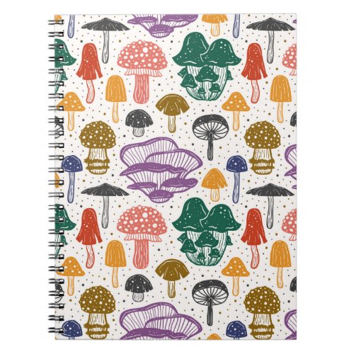 Forest mushrooms Seamless pattern texture backg Notebook