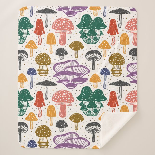 Forest mushrooms. Seamless pattern, texture, backg Sherpa Blanket (Front)