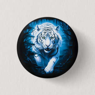 Forest Mystic Wild White Tiger Button