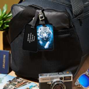 Forest Mystic Wild White Tiger Luggage Tag