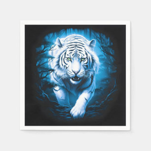 Forest Mystic Wild White Tiger Napkins