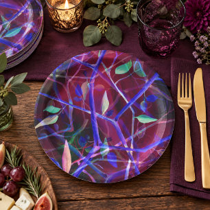 Forest Mystical Garden Purple Blue Party Paper Plates