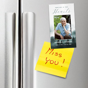 Forest Nature Funeral Memorial Prayer Photo Business Card Magnet