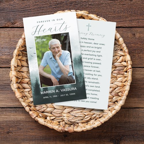 Forest Nature Funeral Memorial Prayer Photo Card