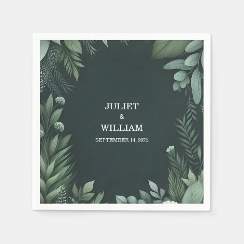 Forest Nature Garden Plant Dark Green Wedding Napkins