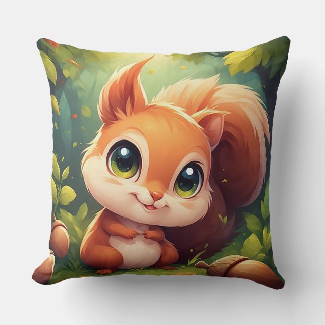 🍂 Forest Nature Gift For Squirrel Lovers 🐿️ Throw Pillow (Front)