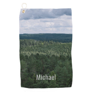 Forest Nature Landscape Photo With Custom Name Golf Towel
